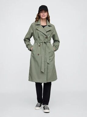 GAP Classic Olive Trench Coat with Belt Size Large